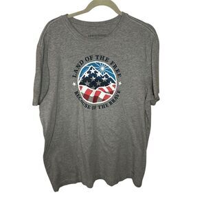 Life Is Good Men's Land of the Free Graphic Tee Gray Size L